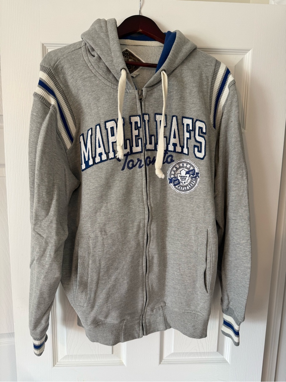 G-Star Gray Zip-Up Hooded Jacket with Blue Trim